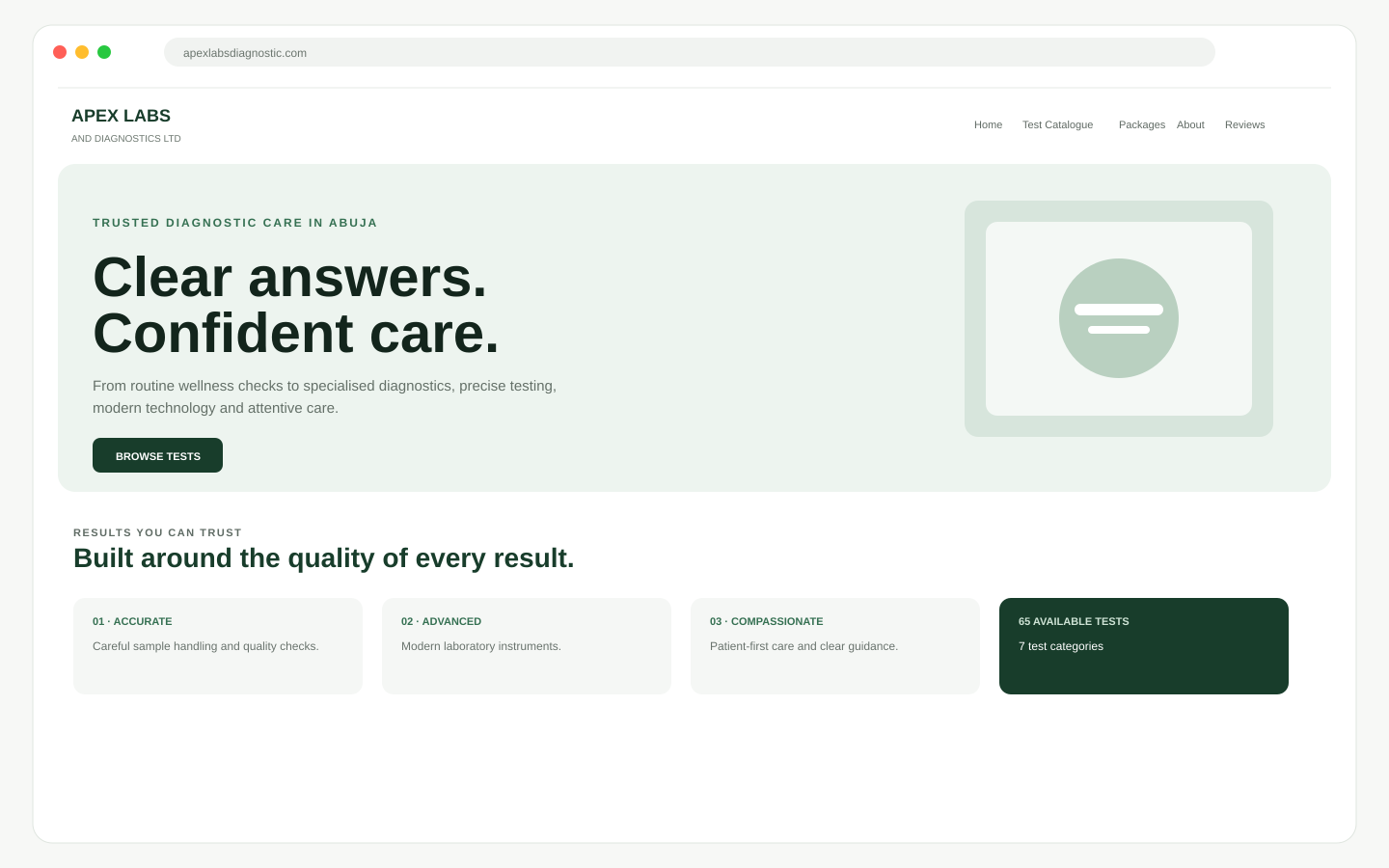 Apex Labs and Diagnostics website preview