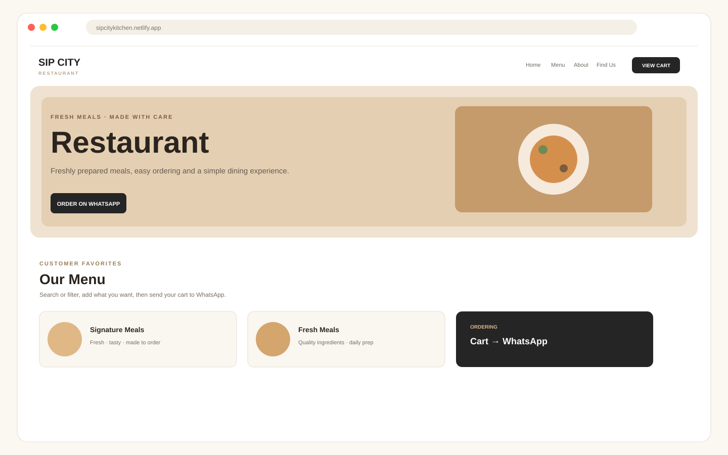 Sip City Restaurant website preview